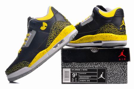 Air Jordan 3 Retro shoes black yellow