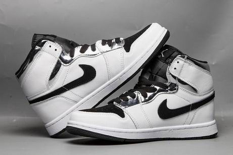 Air jordan 1 retro shoes white black silver