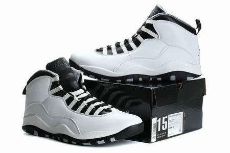 Air jordan 10 retro shoes white black big size