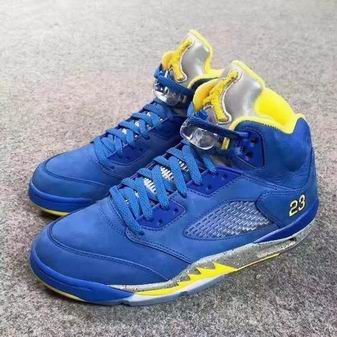 Air jordan 5 retro shoes royal blue yellow