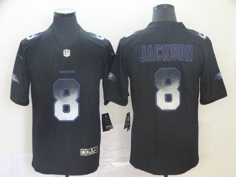 Baltimore Ravens #8 Lamar Jackson Black Smoke Fashion Jersey