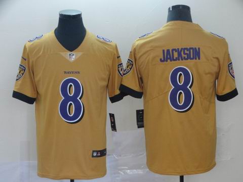 Baltimore Ravens #8 Lamar Jackson golden interverted jersey