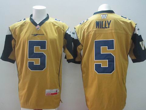 CFL Winnipeg Blue Bombers #5 Drew Willy Gold jersey