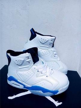 Kids Air Jordan 6 retro shoes white blue