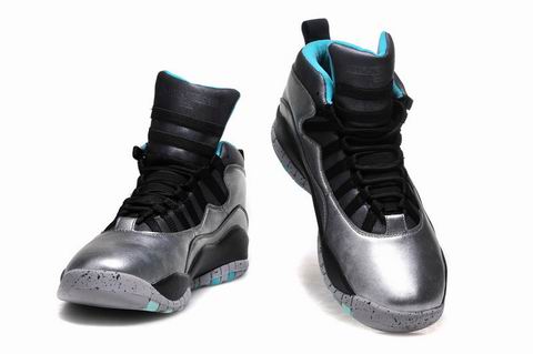 Kids air jordan 10 retro shoes silver blue black