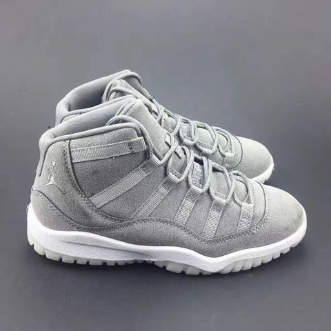 Kids air jordan 11 retro shoes grey white