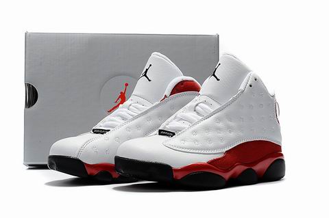 Kids air jordan retro 13 shoes white red black