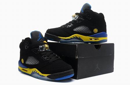 Kids jordan 5 shoes black blue yellow