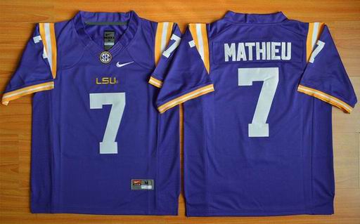 LSU Tigers Tryann Mathieu 7 NCAA Football Jersey - Purple