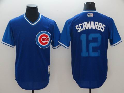 MLB Chicago Cubs #12 Kyle Schwarber Schwarbs royal blue jersey