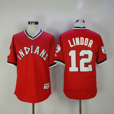MLB Cleveland Indians #12 Francisco Lindor red jersey