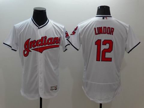MLB Cleveland Indians #12 Francisco Lindor white flex base jersey