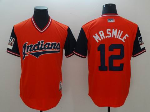 MLB Cleveland Indians #12 Mr.Smile red jersey