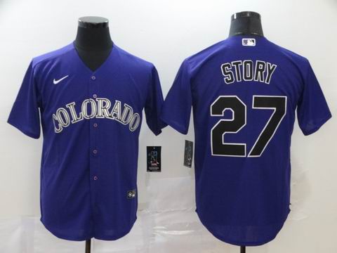 MLB Colorado Rockies #27 STORY purple game jersey