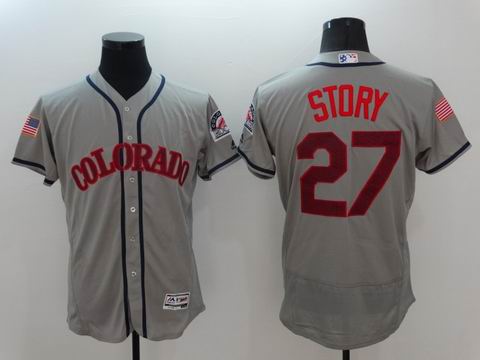 MLB Colorado Rockies #27 Trevor Story grey flexbase jersey