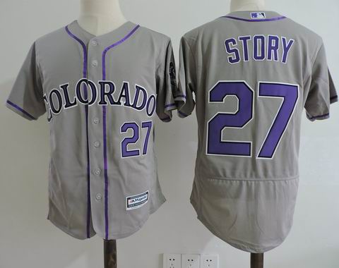 MLB Colorado Rockies #27 Trevor Story grey flexbase jersey