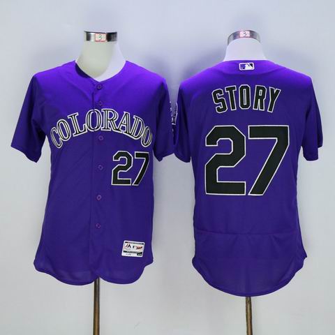 MLB Colorado Rockies #27 Trevor Story purple jersey
