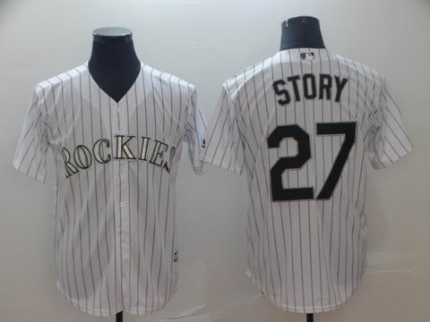 MLB Colorado Rockies #27 Trevor Story white game jersey