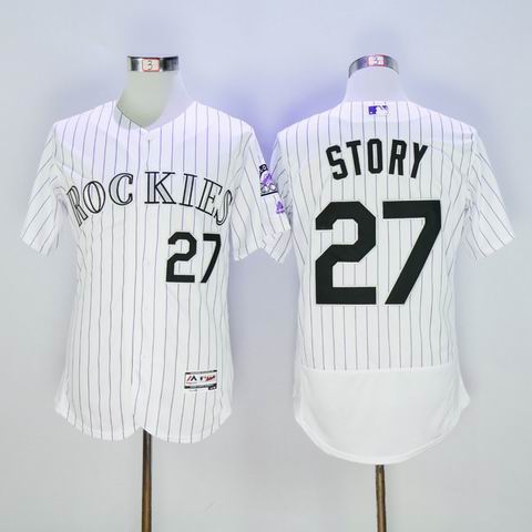 MLB Colorado Rockies #27 Trevor Story white jersey