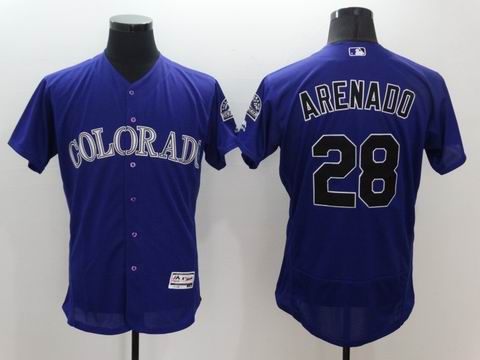 MLB Colorado Rockies #28 Nolan Arenado purple flex base jersey