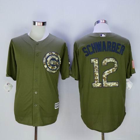 MLB Cubs #12 Schwarber green jersey