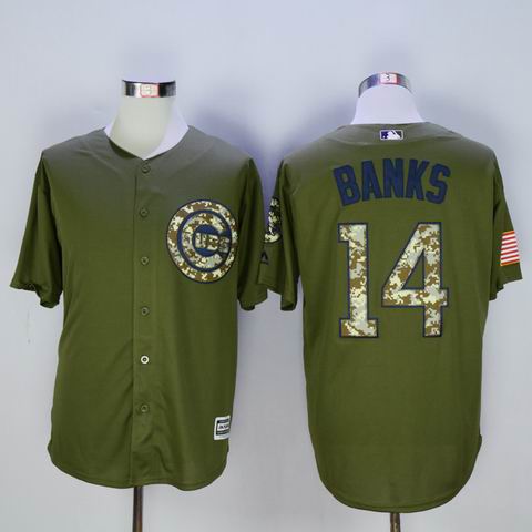 MLB Cubs #14 Banks green jersey