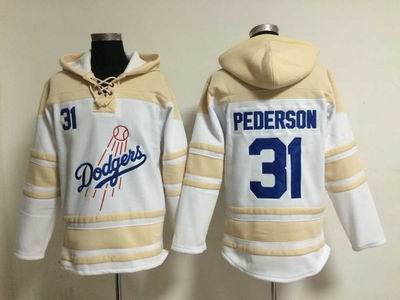 MLB Dodgers #31 Pederson white sweatshirt hoody