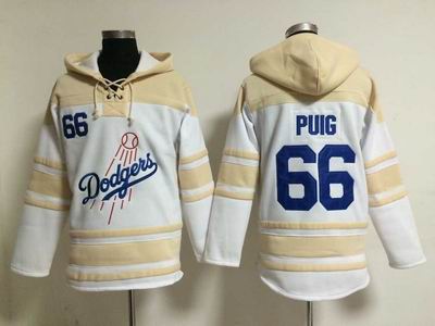 MLB Dodgers #66 Puig white sweatshirt hoody
