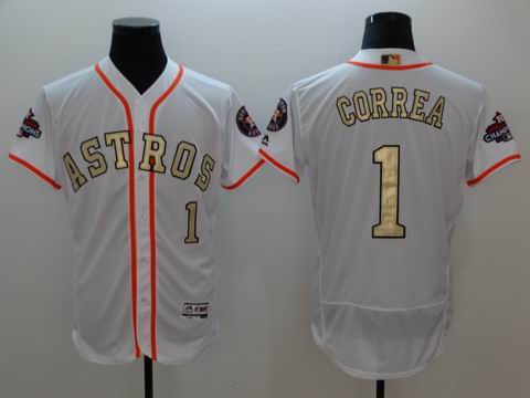 MLB Houston Astros #1 CORREA white golden flexbase jersey