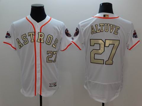 MLB Houston Astros #27 Altuve white golden flexbase jersey