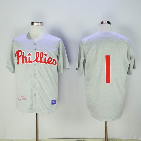 MLB Philadelphia Phillis #1 heather grey throwback 1950 jersey