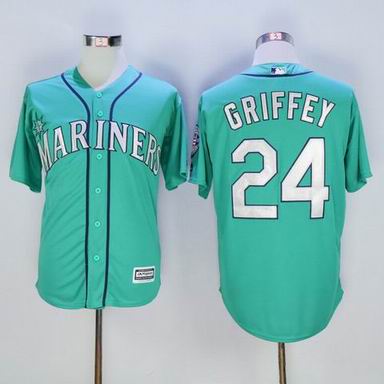 MLB Seattle Mariners #24 Ken Griffey Jr Hall Of Fame green jersey
