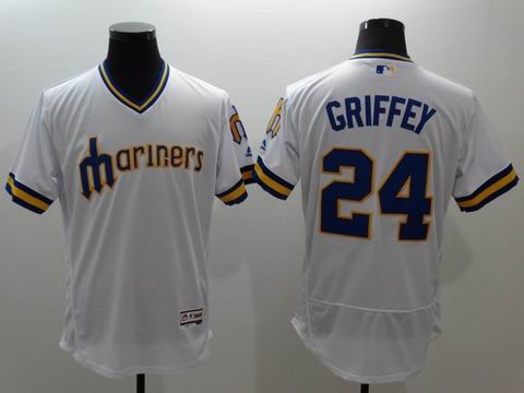 MLB Seattle Mariners #24 Ken Griffey Jr white jersey