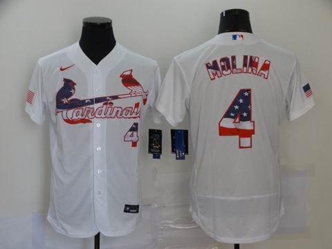 MLB St. Cardinals #4 MOLINA white flag jersey