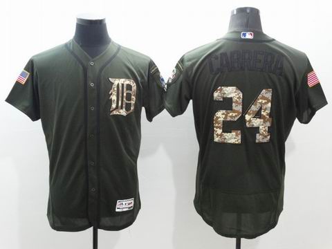 MLB Tigers #24 Miguel Cabrera green Olive Salute To Service Jersey