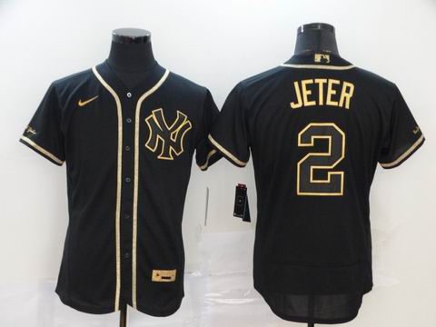 MLB Yankees #2 Jeter black golden coolbase jersey