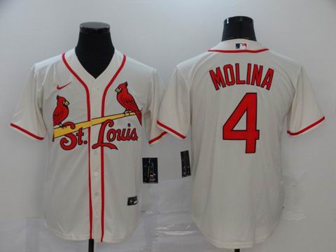 MLB cardinals #4 MOLINA cream game jersey