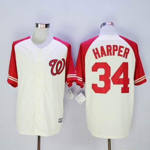 MLB nationals #34 Harper white jersey