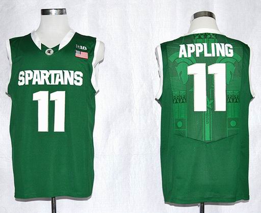 Michigan State Spartans Keith Appling 11 College Football Basketball Authentic Jersey - Green