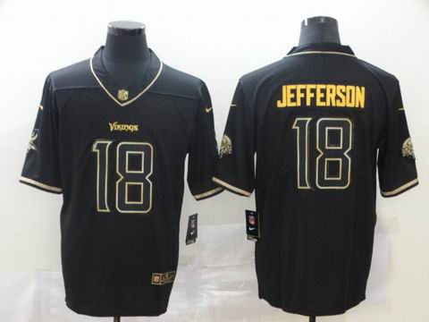 Minnesota Vikings #18 JEFFERSON black golden jersey