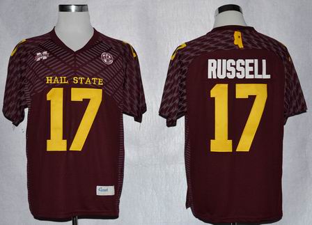 Mississippi State Bulldogs Tyler Russell 17 College Football Techfit Jerseys-Maroon