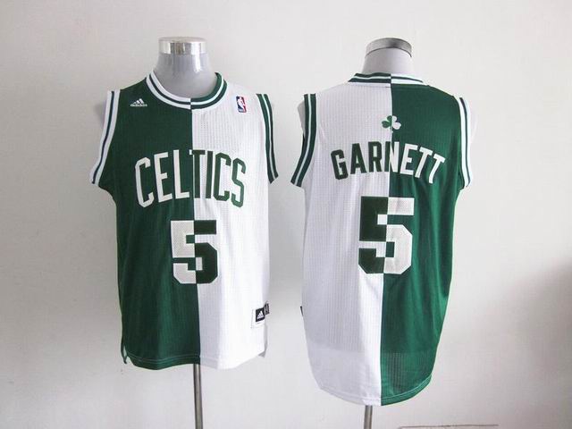 NBA Boston Celtics 5 Kevin Garnett white-green Split Jersey