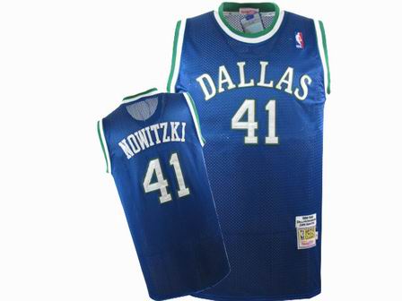 NBA Dallas Mavericks #41 Dirk Nowitzki Blue Jersey Mitchell and Ness