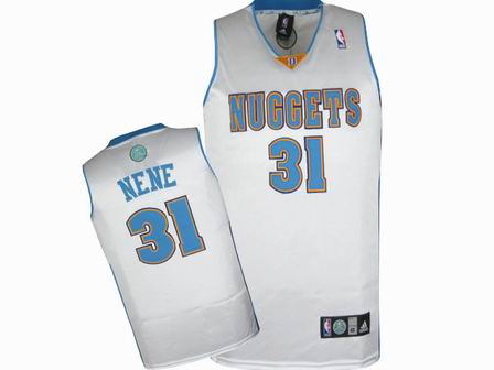 NBA Denver Nuggets #31 Nene Hilario White Jersey