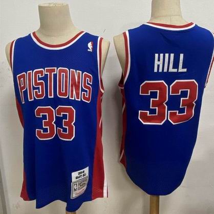 NBA Detroit Pistons #33 HILL blue jersey
