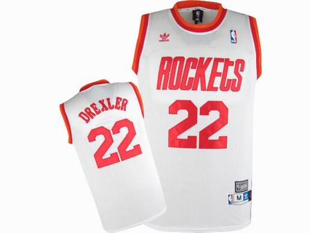 NBA Houston Rockets #22 Clyde Drexler White Throwback Jersey