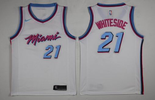 NBA Miami Heats #21 Whiteside white city jersey