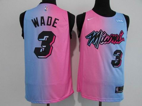 NBA Miami Heats #3 Dwyane Wade pink blue jersey