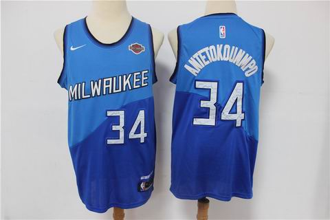 NBA Milwaukee Bucks #34 ANTETOKDUNMPO blue city edition