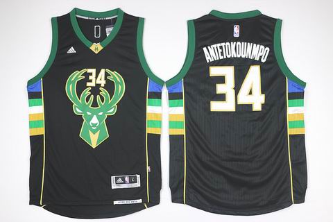 NBA Milwaukee Bucks #34 Antetokounmpo black jersey
